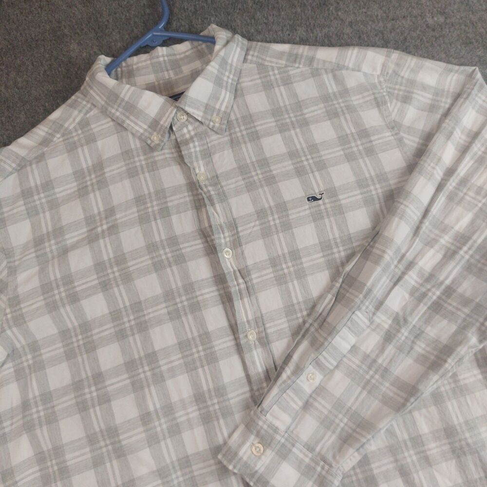 Vineyard Vines Classic Fit Whale Button Down Shirt Men's 2XL Gray Long Sleeve